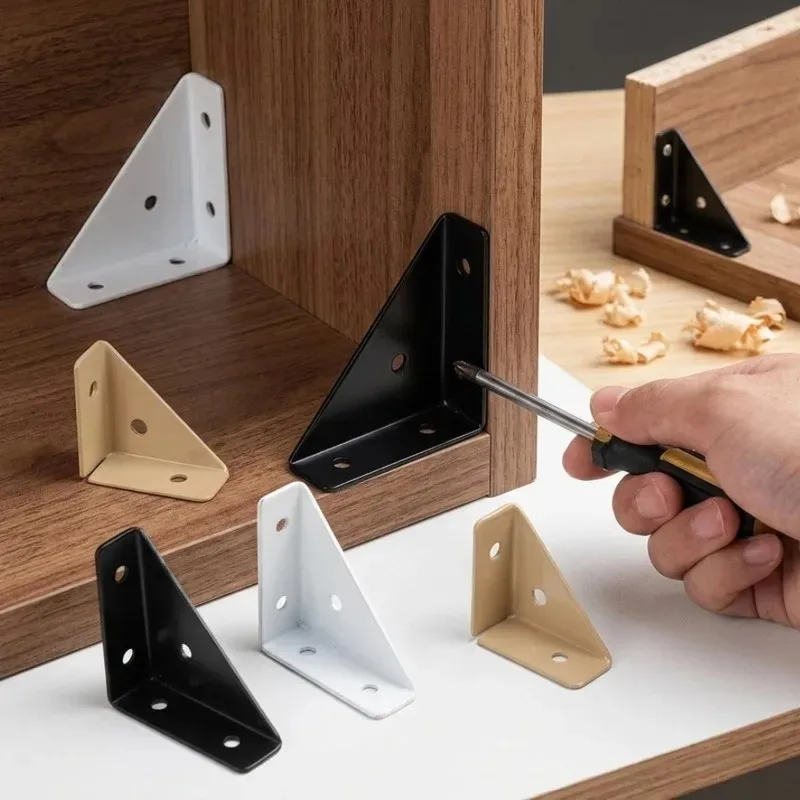 1-10PCS Right Triangle Angle Corner Connector Fasteners Brackets for Beds Cabinets Tables Wooden Furniture Repair Hardware Tools