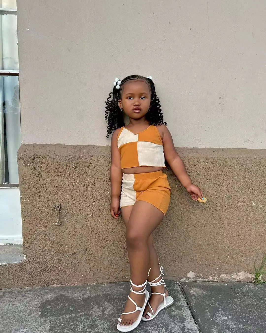 Summer Baby Girls Outfits Kids Girls Clothes Off Shoulder Top+Shorts Pants For Outdoor Children Clothing For 2 3 4 5 6 7 8 Years