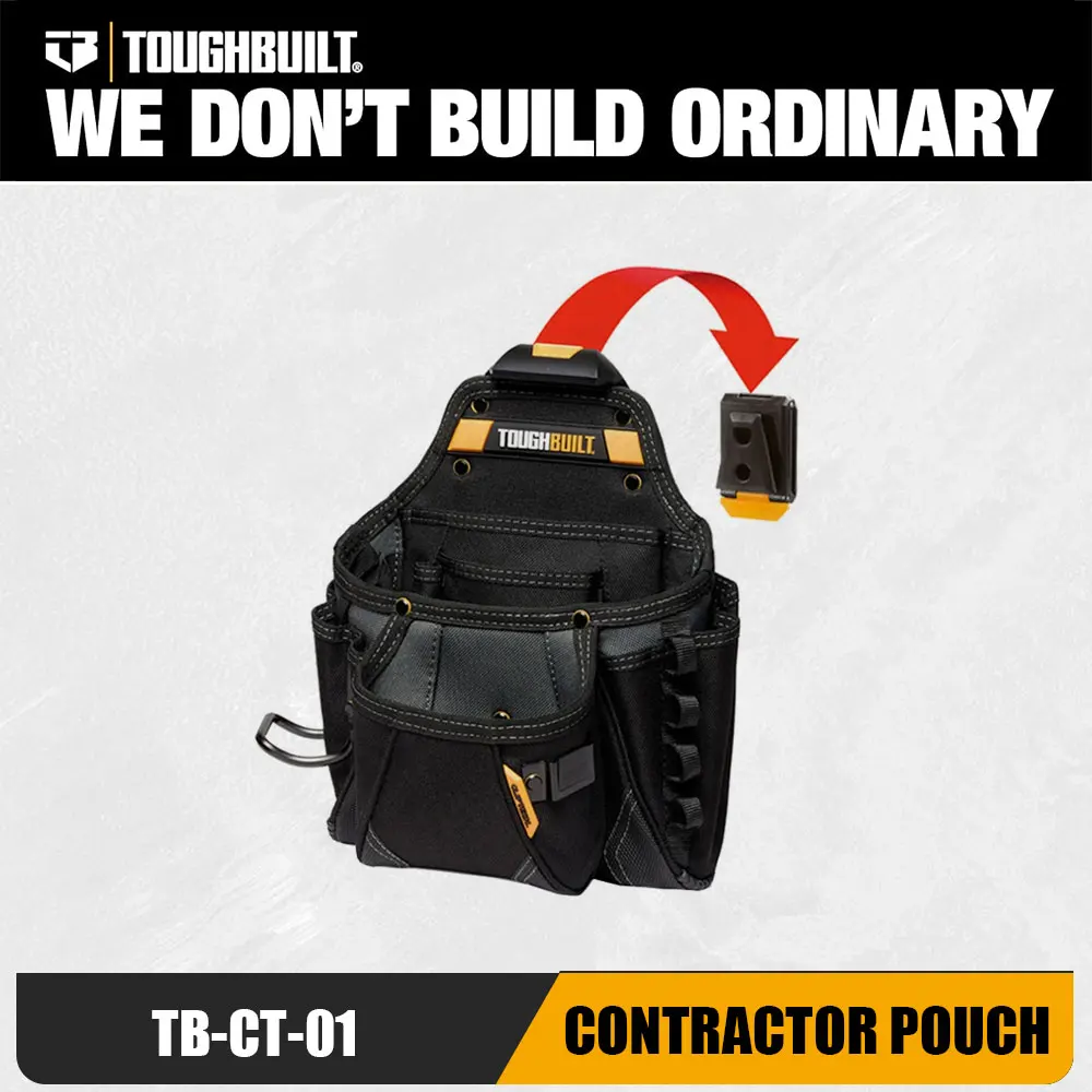TOUGHBUILT TB-CT-01 ClipTech Contractor Pouch Heavy Duty 6-Layer Tool Bag with Kickstand for Electrician Carpenter