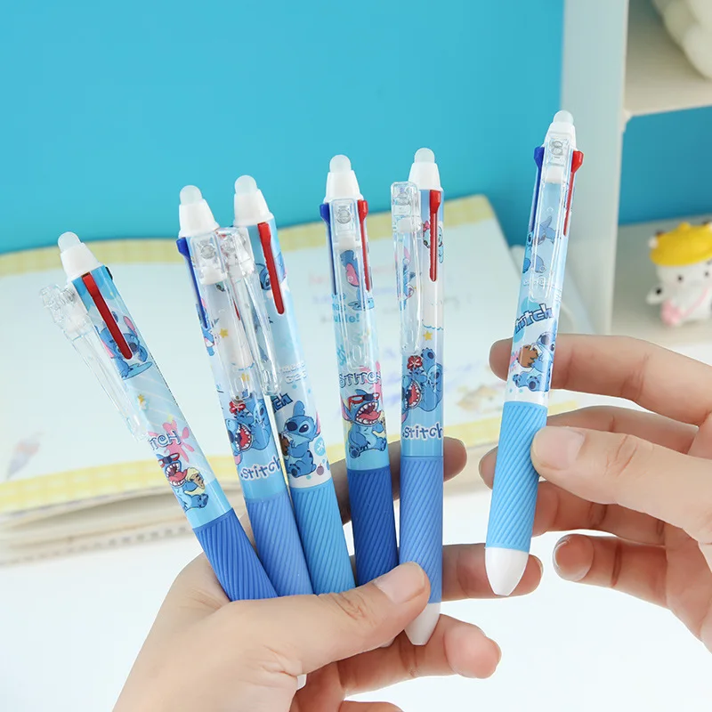 

Random 6pcs Disney Stitch Press Erasable Pen Cartoon 0.5 Mole Easy To Rub Blue Black Red Neutral Pen Student Stationery Gift