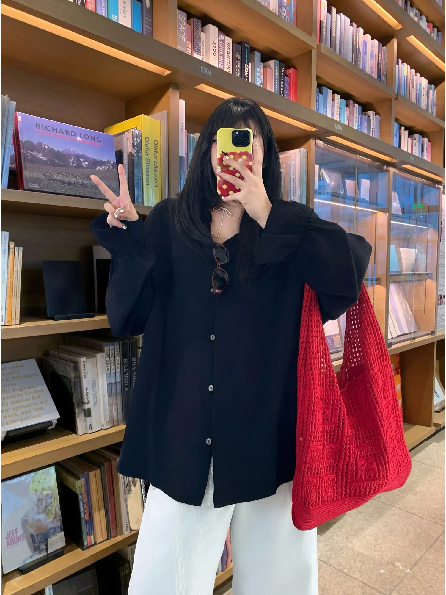 

plus Size Women's Long Sleeve V-Neck Shirt Spring New Style Commute Wind Slimming Meat Covering Thick Sister Fashionable Inne...