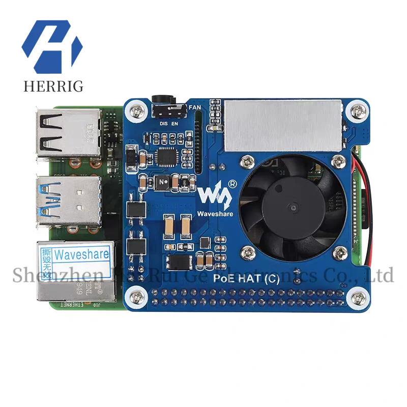 Light Snow Raspberry Pi 3/4B PoE Ethernet Power Supply Expansion Board Module, supports 802.3af/at networks