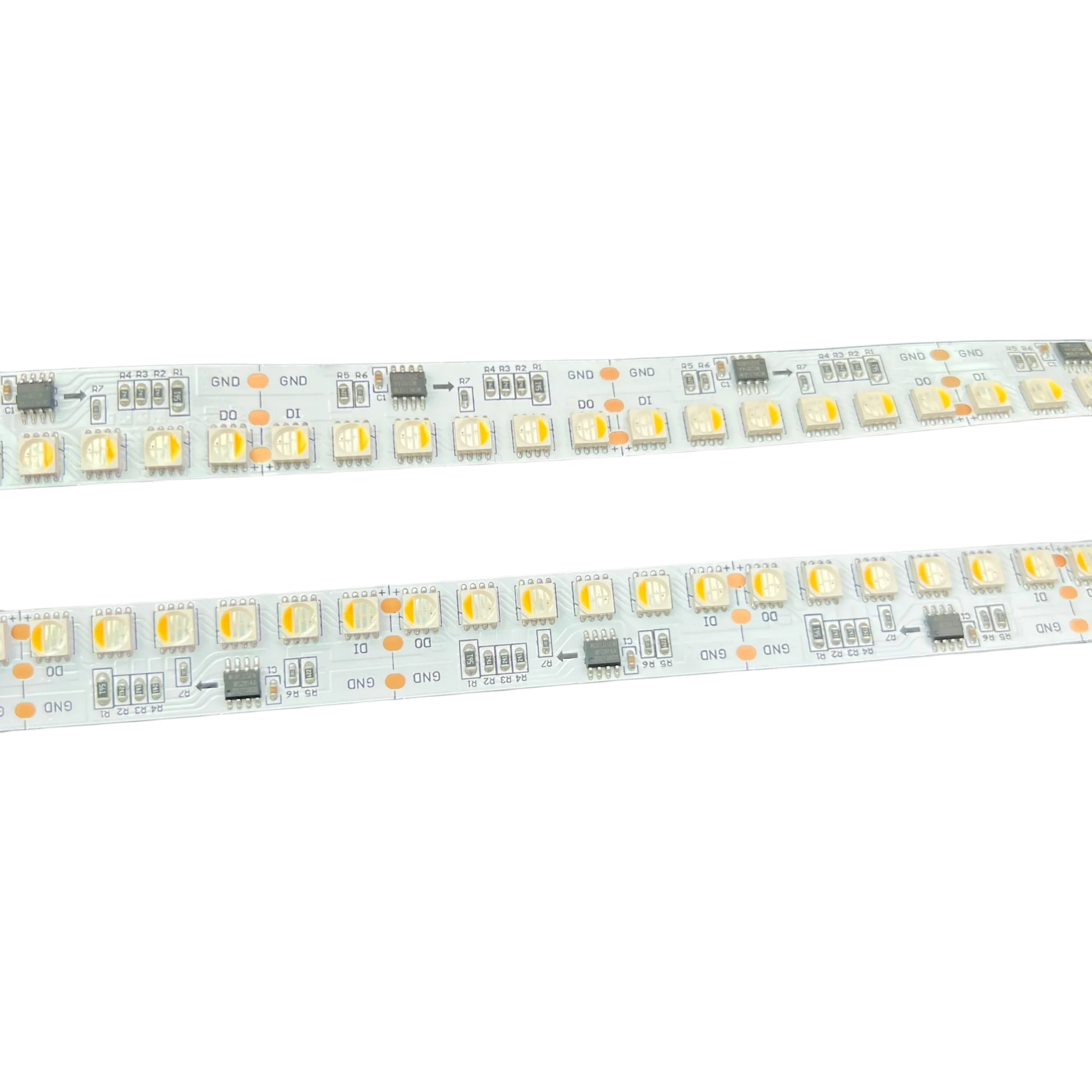 5m DC24V LED RGBW WS2814 Digital SPI Strip,144leds/m,24pixels/m,non-waterproof;white PCB; 6 LEDs As One Pixel
