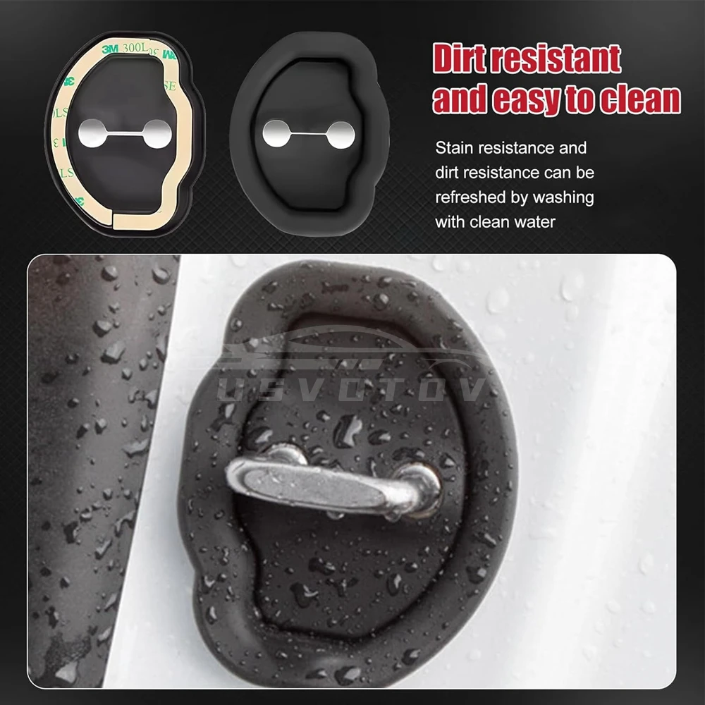 4pcs Car Door Mute Damping Cushion Silicone Door Lock Buckle Door Anti-collision Protective Cover for Tesla Model 3 Y Highland