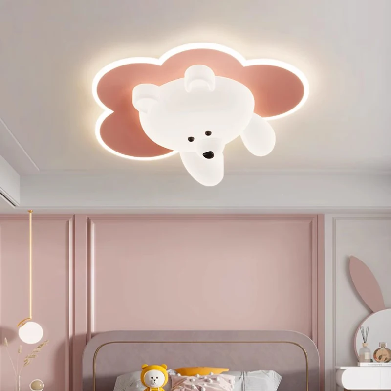 Lovely Cloud Bear Ceiling Lights LED Children\'s Room Light Simple Creative Little Girl Boy Bedroom Decor Baby Room Ceiling Lamps