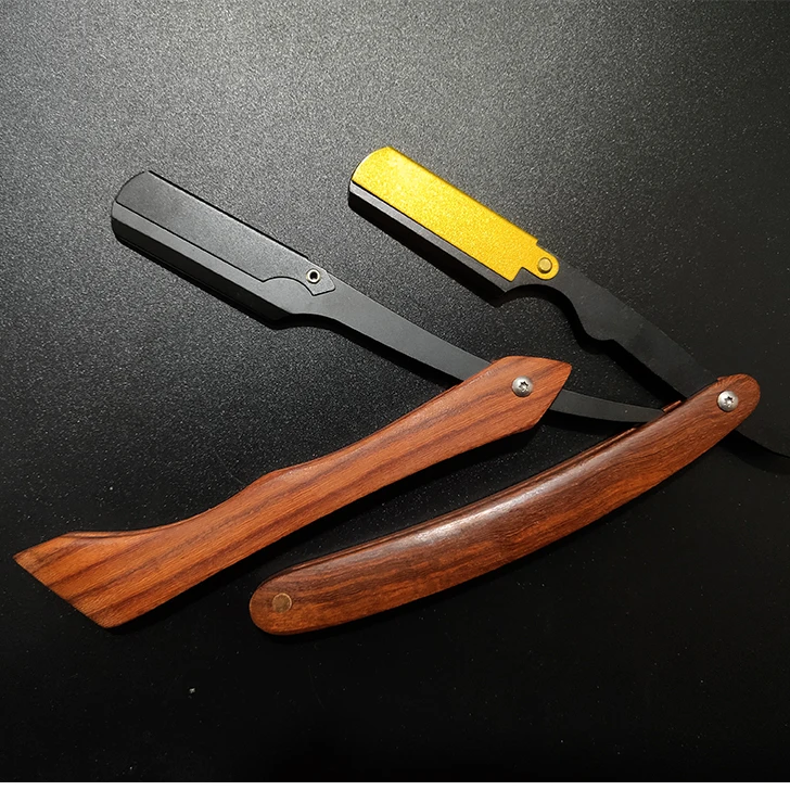 Fryzjer klasyczna maszynka do golenia uchwyt na bezpieczniki mężczyźni drewniana rączka krawędź prosta brzytwa fryzjerska uchwyt składana maszynka do golenia