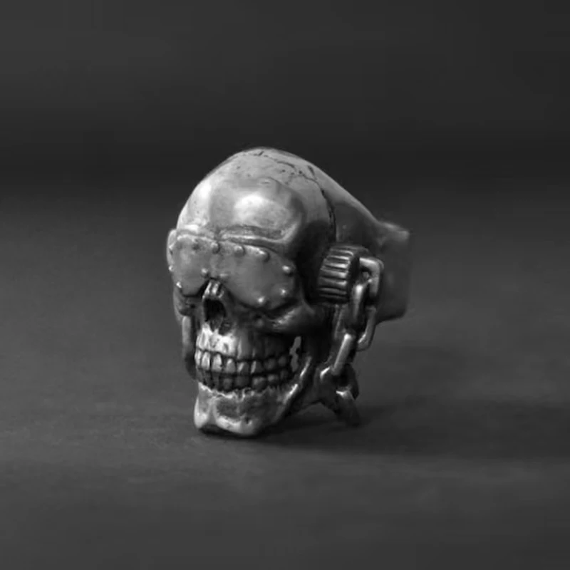 316L Stainless steel Punk Rock  Music Brand Jim Root Mask Skull Ring Rock Death Metak Mike Biker Jewelry For Man