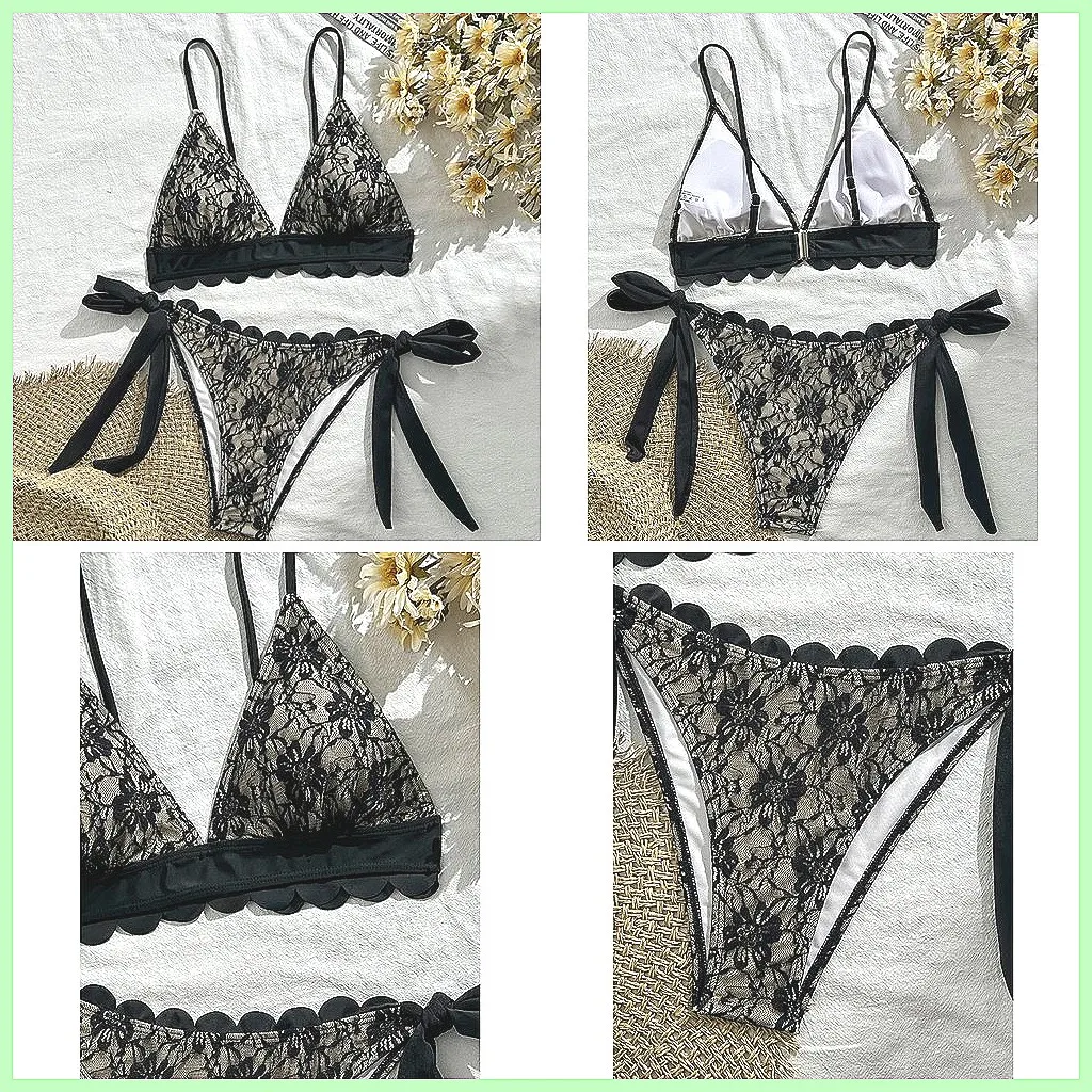 

Sexy Brazilian Lace Bikini Set for Women, High-Waisted Swimsuit Two Piece Beachwear