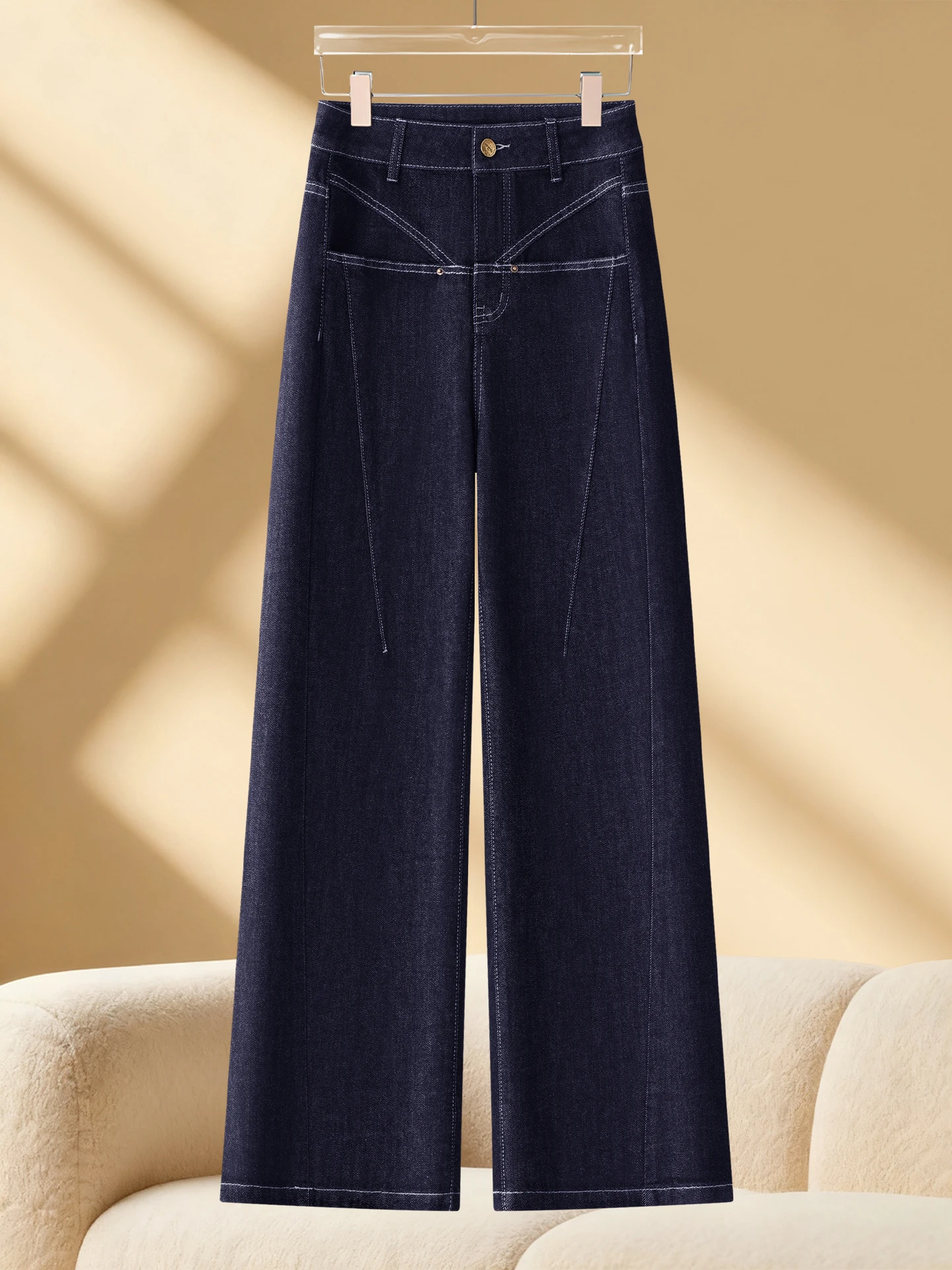 

Джинсы женские с высокой талией, облегающие, широкие штанины, на флисовой подкладке, повседневные, прямого кроя, весна-осень-зима, новинка