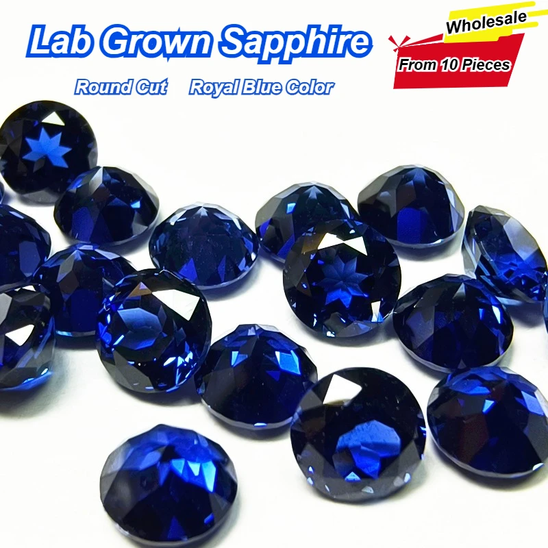 

Wholesale 1.0-5.0mm Round Cut Lab Grown Sapphire, Royal Blue High Quality Loose Gemstone, MOQ 10 Pieces No Certificate