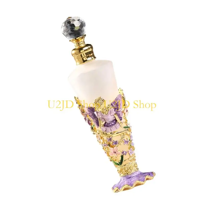 U2JD Exquisite Conical Glass Bottle With Enamel Art Design For Travel Use