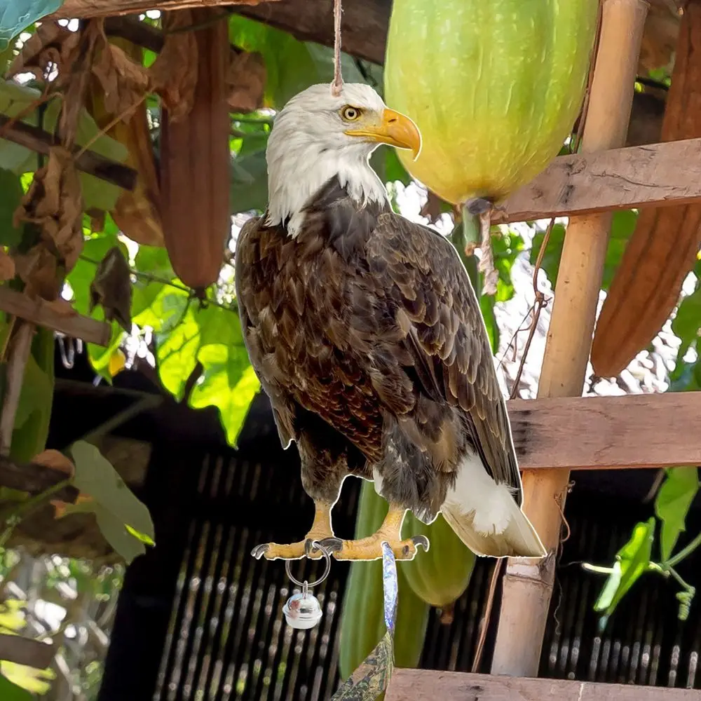 Fake Owl Decoy With Bells Bird Repel Owl Scarecrow Rectangle Hanging Fake Bird Scare Device Waterproof Bird Repeller Patio