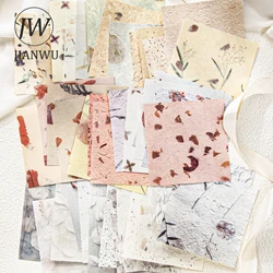 JIANWU 30 Sheets Grass Fragment Small Book Series Vintage Texture Collage Material Paper Creative DIY Junk Journal Stationery