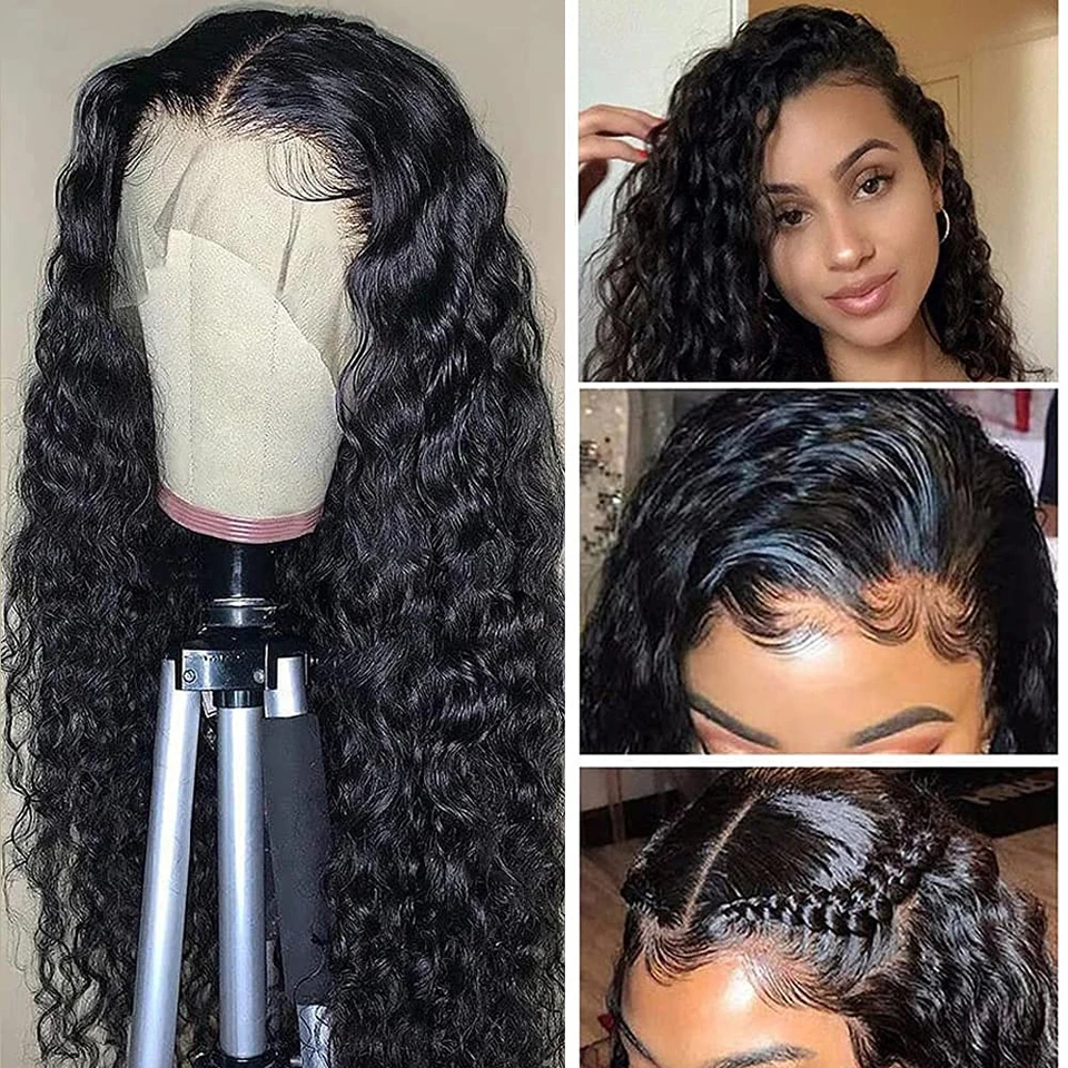 Karyssa Deep Wave 13x4 4x4 HD Lace Frontal Perücke mit natürlichem Haaransatz, vorgezupft, lockiges Echthaar, 220 % Dichte, für Frauen – Detail 1