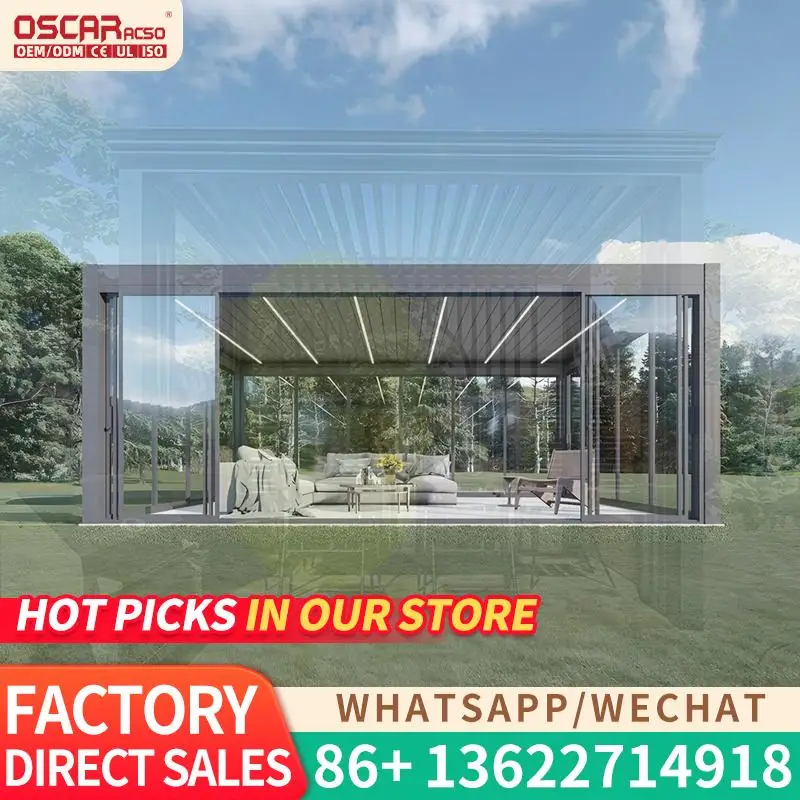

Outdoor Waterproof Electric Canopy Offers Shade Patio Backyard Garden Use Pergola