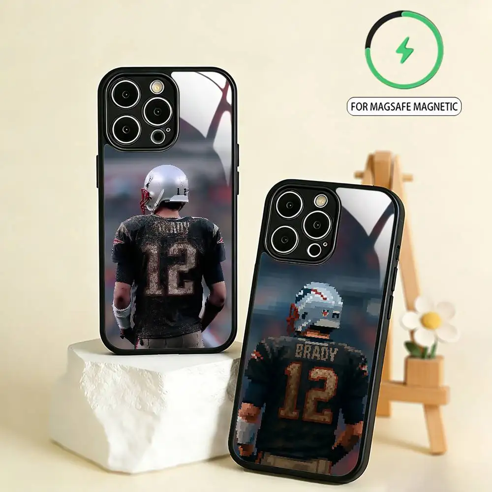 

The Football GOAT T-Tom Brady 12 Phone Case For iPhone17,16,15,14,13,12,11 Plus,Pro Max Magnetic For Magsafe Wireless Charging