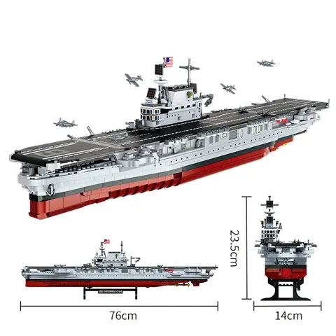 USS Enterprise CV-6 Aircraft Carrier Building Blocks Kit WWII Naval Ship Model Bricks Sets Toy for Kids Military education Gifts