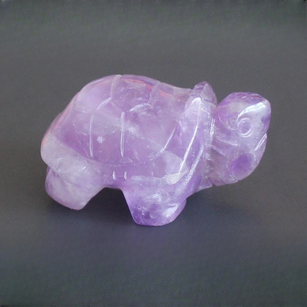 Hand carved natural amethyst turtle figurine animal statue desk home decor