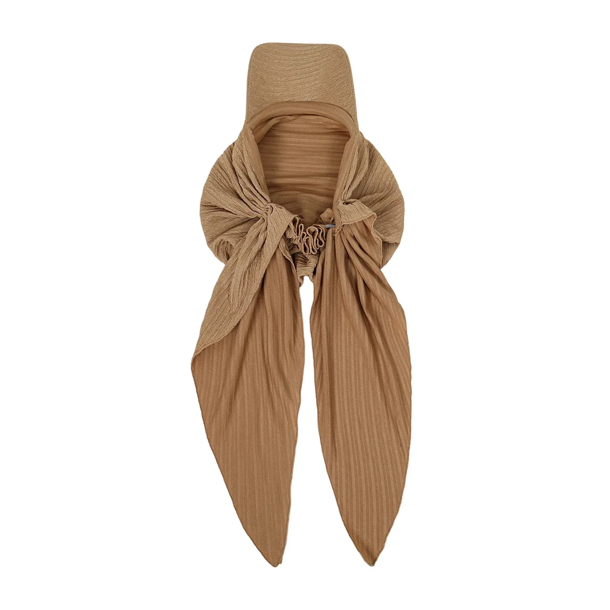 Nuovo Winkle Pre-Legato Cappello Musulmano Hijab Donne Bordo Visiera Foulard Turbante Cofano Islam Avvolgere la Testa Coda Lunga Copricapi Turbante Mujer