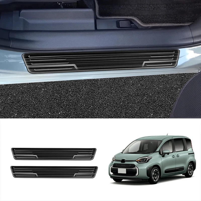 Car Exterior Sill Strip Scuff Plate Guard Pedal Protector Styling Sticker Black for Toyota Sienta 10 Series 2022-2023