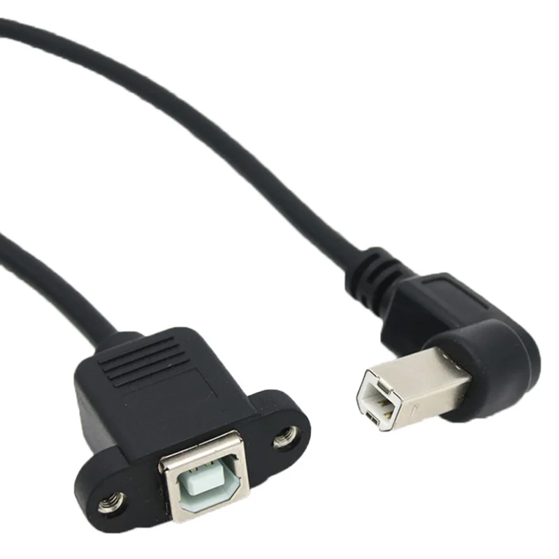 **1PCS 0.3/0.5M Right Angle USB Type B male to USB B female Printer Panel Mount