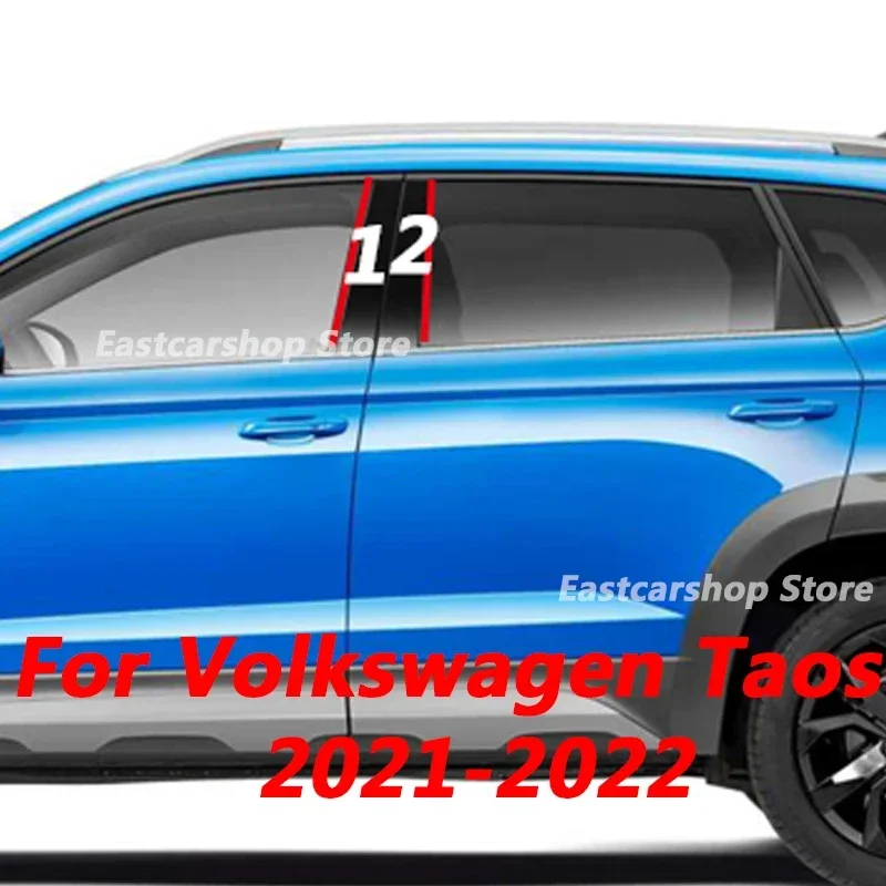 

For Volkswagen VW Taos 2021 2022 Car Middle Window B C Center Pillar Sticker PC Decorative Central Frame Strip Cover Accessories