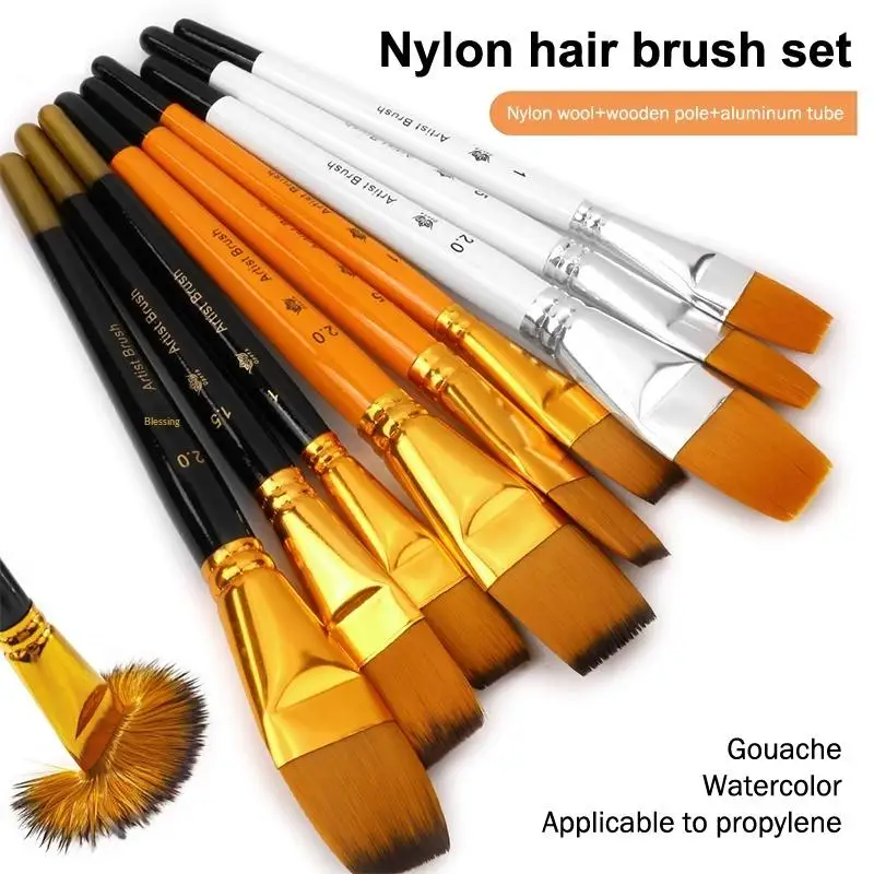 Nylon Paint Brushes Set 3pcs for Acrylic Oil Watercolor Painting Comfortable Design for Studio Drawing Art Learning Projects