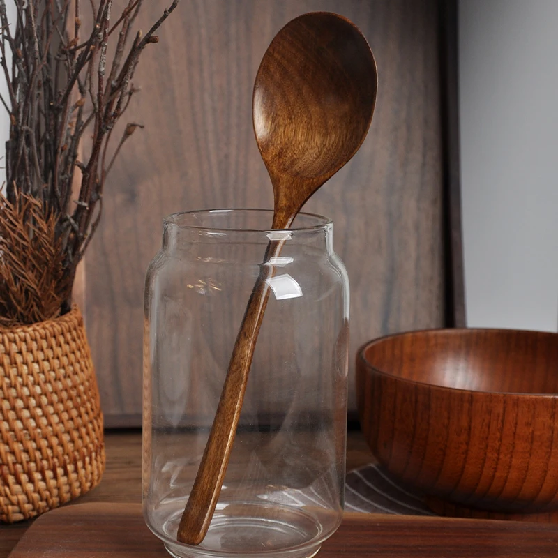 Kitchen Utensils Wooden Spoon Eco-friendly Tableware Gift Natural Eco-friendly Easy To Clean Oval Spoon Eating Stirring Spoon