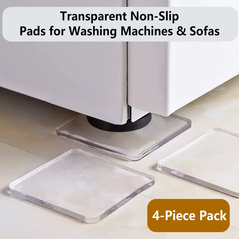 4pcs/Set Transparent Anti Vibration Shock Absorbing Pad Mat Washing Machine Self Adhesive Mute Anti-Shock Protection Porte Pad