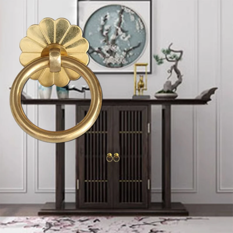 Gabinete de medicina china, anillo Circular, lata de té, anillo de tracción, Hardware, manija de puerta de armario, muebles antiguos, cajón, manija de latón