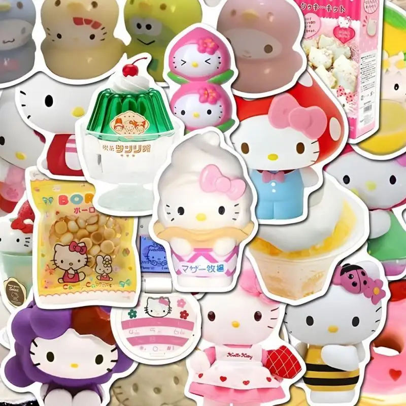 Hello Kitty Food Series Stickers Cartoon Kawaii Hand Account Decoration Stickers Cute Refrigerator Sticker Creative Styling Gift