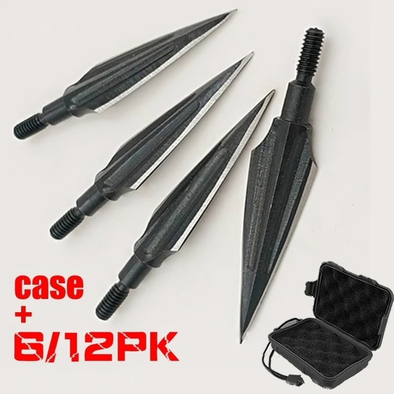 6/12pk Archery Arrow Heads 140 Grain Outdoor Hunting Bow Recurve Bow Arrow High-carbon Steel Arrow with Case