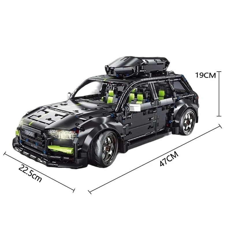 Blocs de construction de voiture technique RS6 MOC, 2896 pièces, noir, tout-terrain, assemblage de véhicule SUV, briques, jouets pour adultes, cadeaux d'anniversaire pour enfants