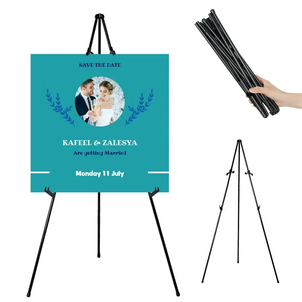 Metal Easel with Bag Clips Folding Tripod Set Up Collapsible Painting Canvas Wedding Sign Poster Instant Easel Stand