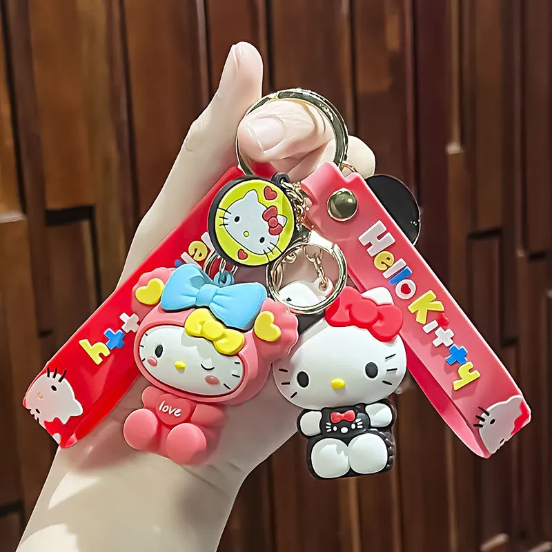 Sanurgente-Porte-clés Hello Kitty Anime Cartoon, Porte-clés de voiture Cinnamoroll, Pendentif poupées, Ornements de sac à dos Kawaii, Cadeaux pour amis