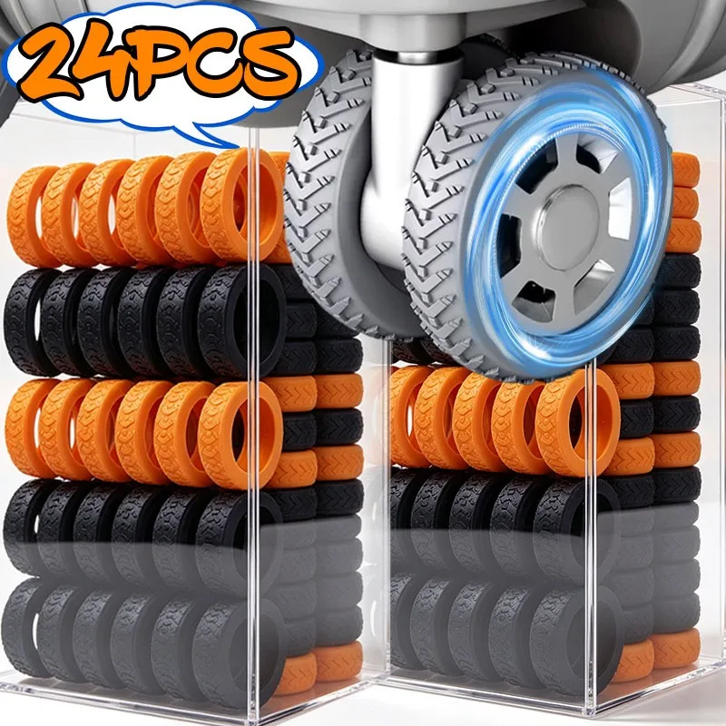 24/4pcs Colorful Travel Luggage Wheels Cover Thicken Silicone Luggage Wheel Protector Reduce Noise Roller Protective Sleeves
