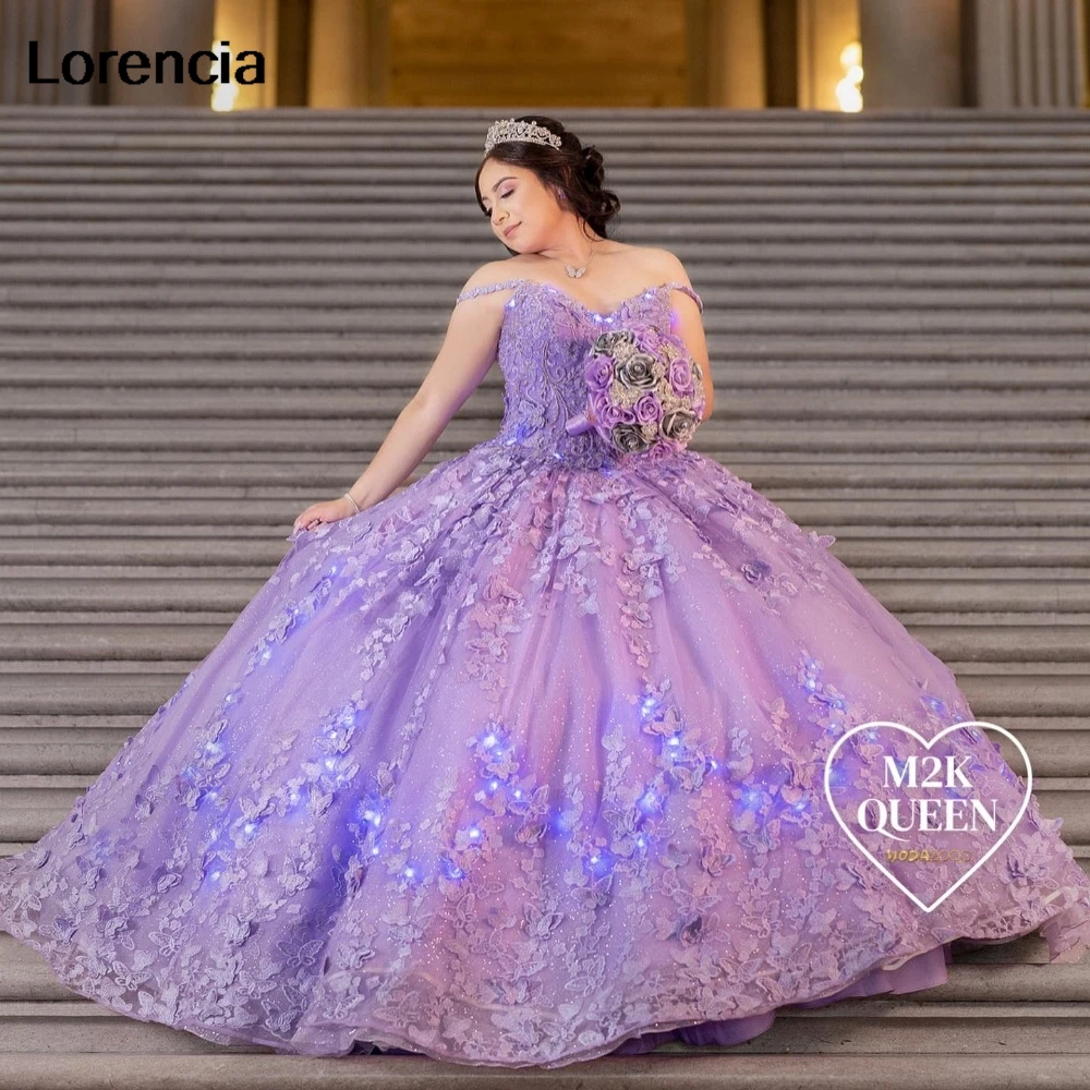 

Customized Lavender Quinceanera Dress Ball Gown Butterfly Applique Beading Cape Corset Sweet 16 Vestidos De 15 Años YQD942