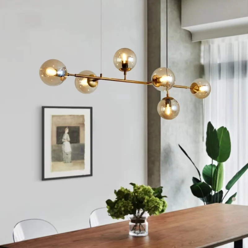 Nordic LED Pendant Lights Modern Glass Ball Suspension LOFT Chandelier dining room kitchen bar Smoke Gold Black Hanging Lamp E27