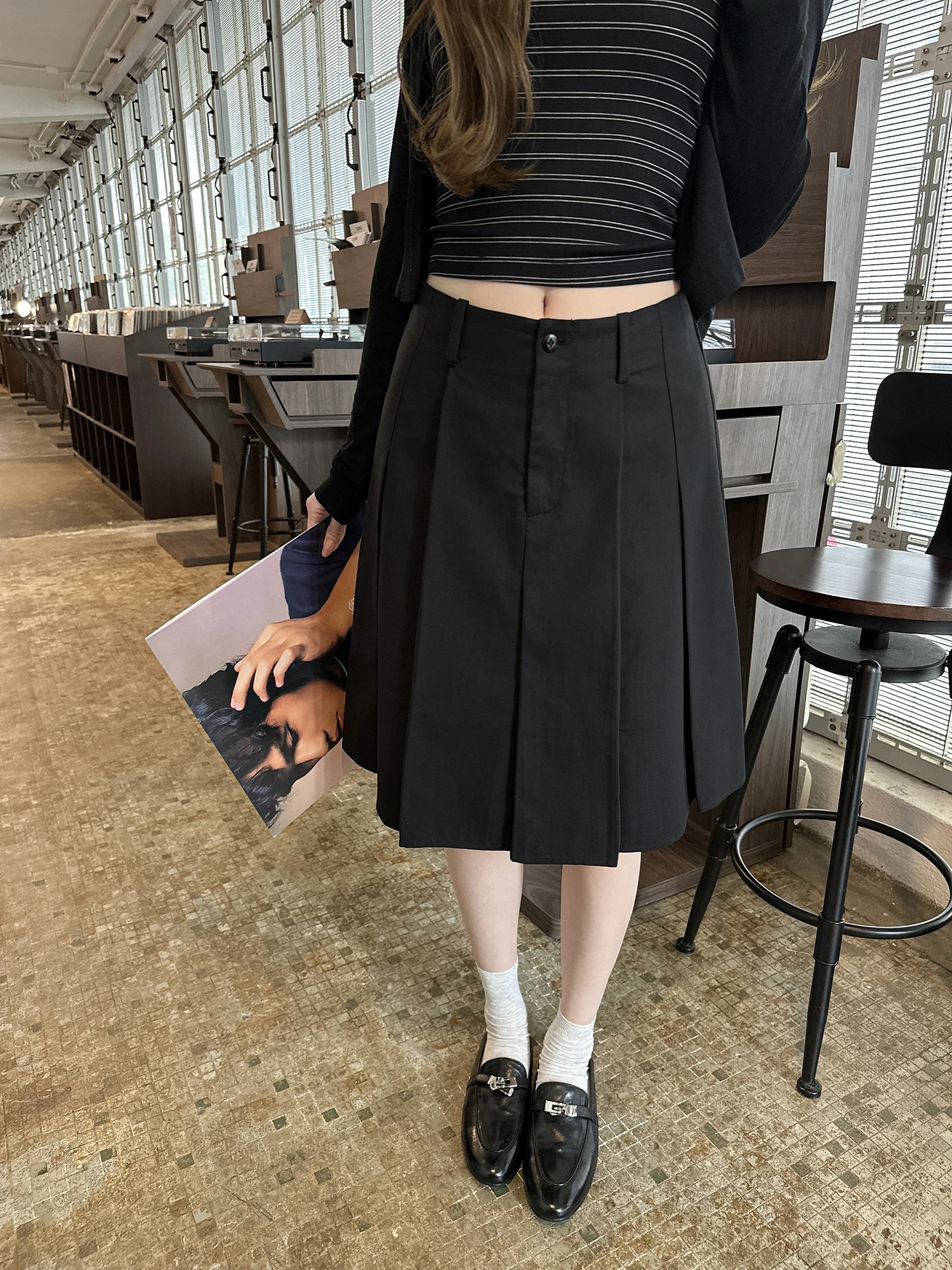 

Юбка А-силуэта с высокой талией, женская повседневная плиссированная юбка, универсальная весенняя модная одежда в стиле Baby Miao