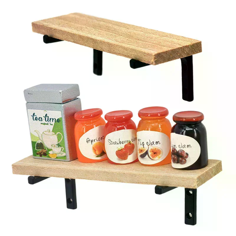 Dollhouse Furniture Decoration Toys Dolls House Accessories 1:12 Dollhouse Miniature Wood Wall Shelf Hanging Storage Rack