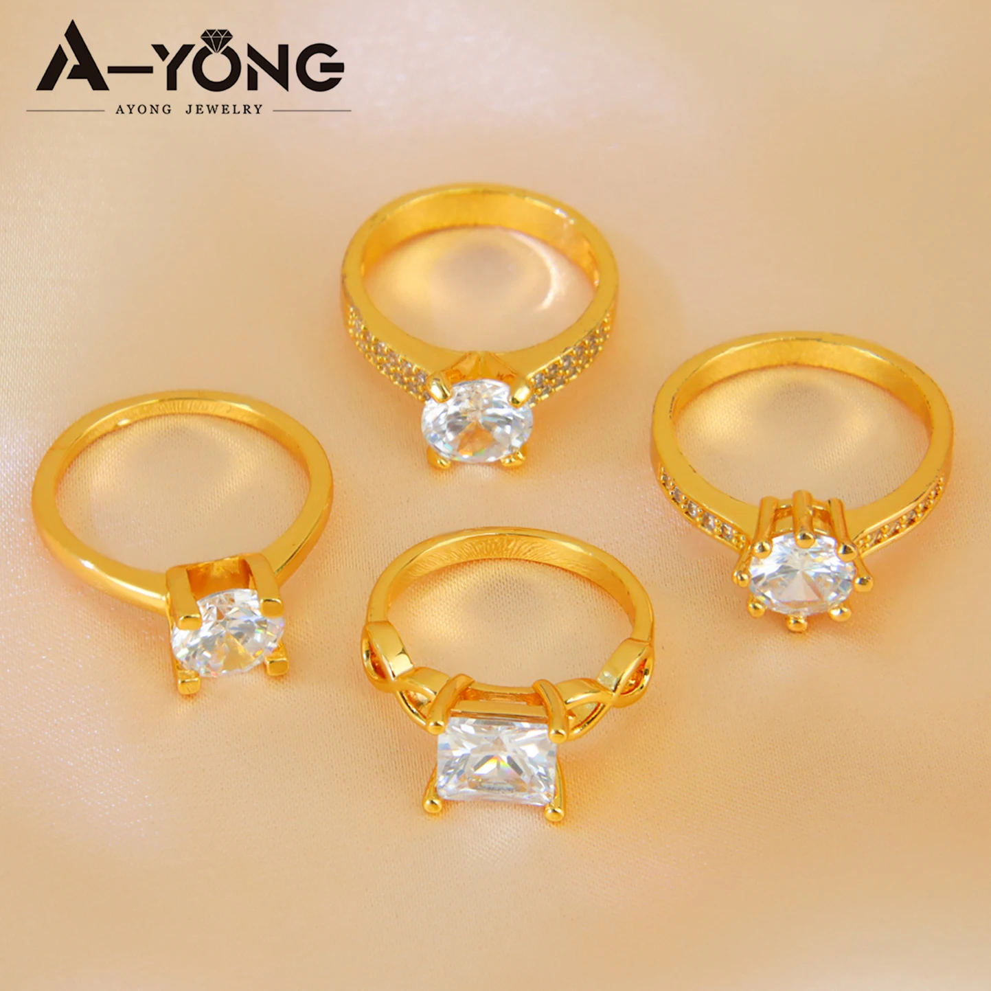 Dubai Mode Zirkonia-Ringe 21k Vergoldet Italienischer Vintage-Verlobungsring Arabischer Damen Brautschmuck – Detail 3