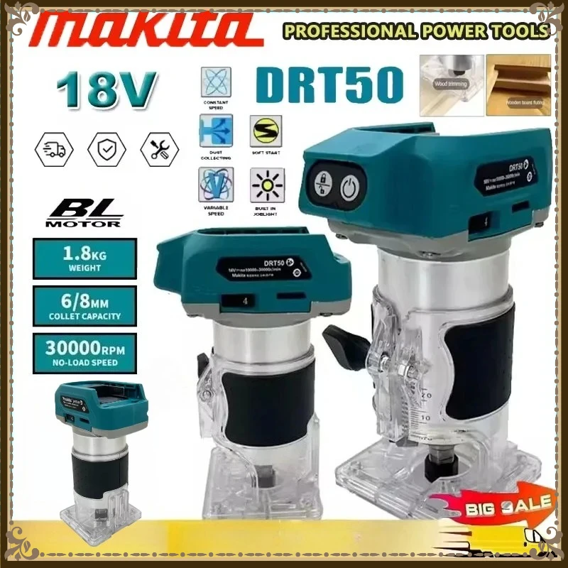 

Makita Cordless Trimmer DRT50 Rechargeable Trimming Machine Brushless Slotting Milling Woodwork Engraving Machine Tool