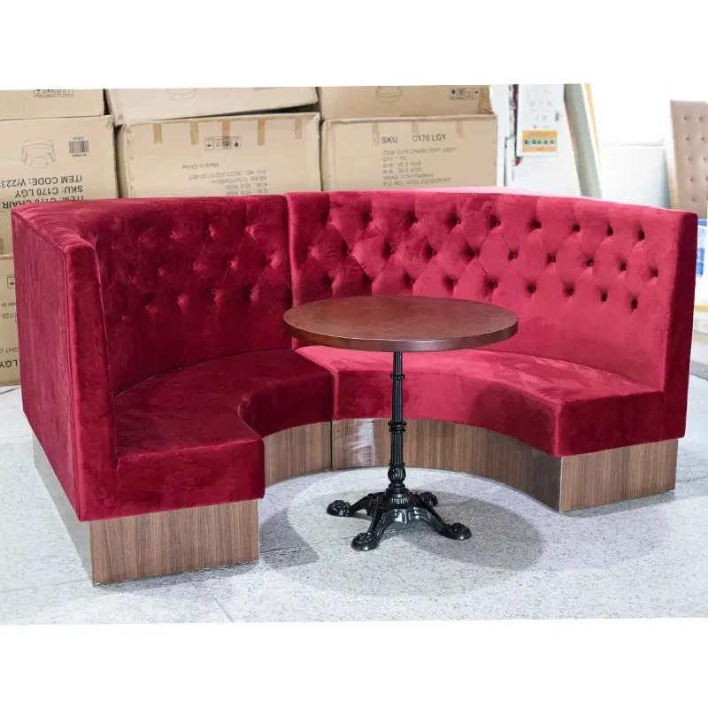 Circular Booth Seating with Round Dining Table, Upholstered Sofa Set for Restaurant Cafe Lounge Night Club