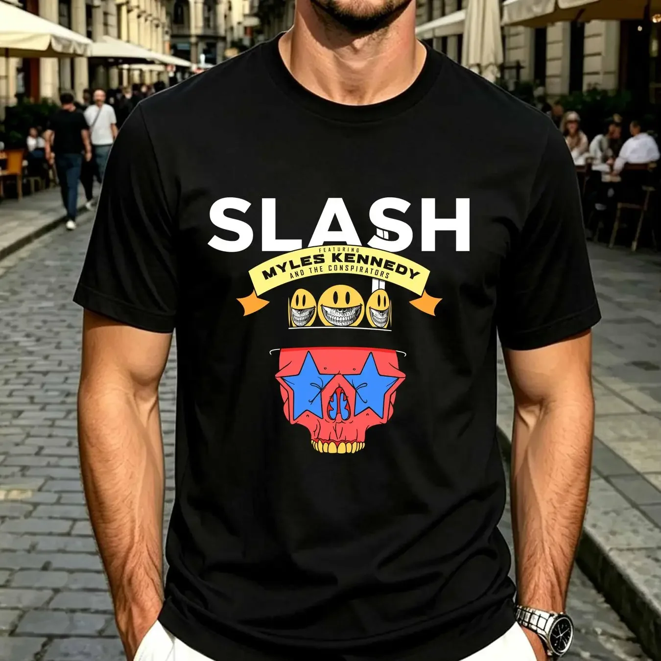 washed T Shirt Slash Featuring Myles Kennedy And The Conspirators Tour CB434 long sleeves vintage Washed graphic Breathable