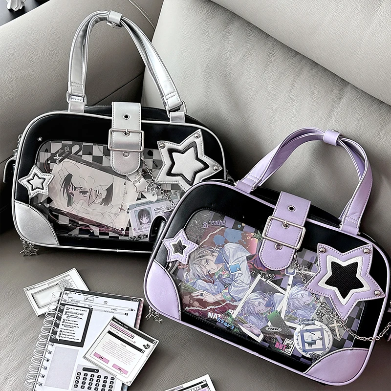 Kawaii Ita Bag Transparent Bolsos Mujer Shoulder Crossbady Star Bags Simple Zipper Bolsa All-match Popular Trendy Girls Bolsas