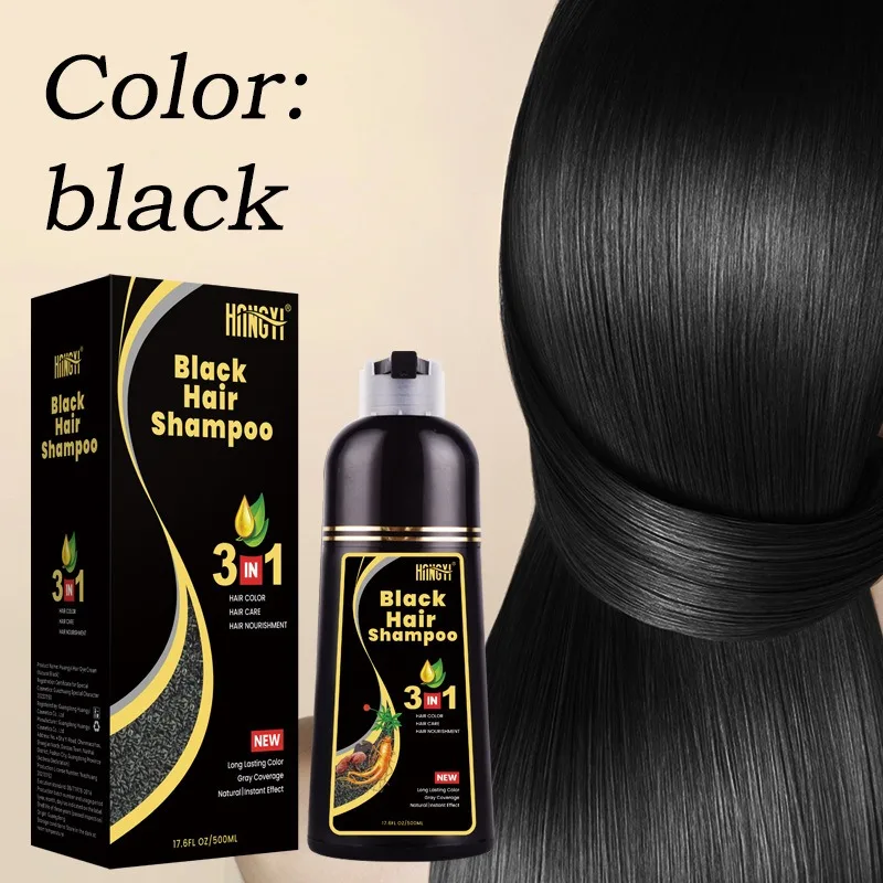 

500ml Gray Hair Dye Darkening Shampoo 3in1 Instant Gray To Black Fast Natural Herbal Multiflorum Coloring Cover for