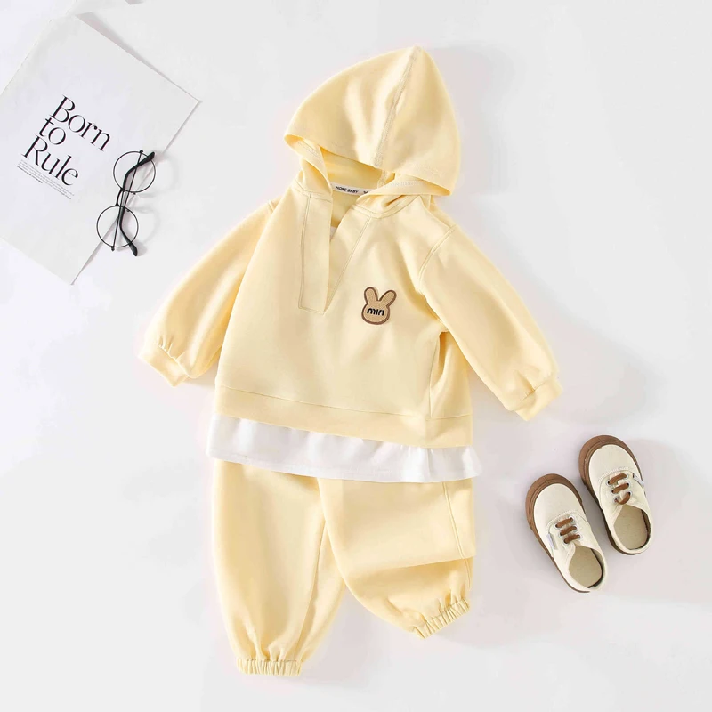 IYEAL New Children's Spring And Autumn Long Sleeved Long Pants Two-Piece Set For Girls And Boys, Spring Kids Korean Casual Suit