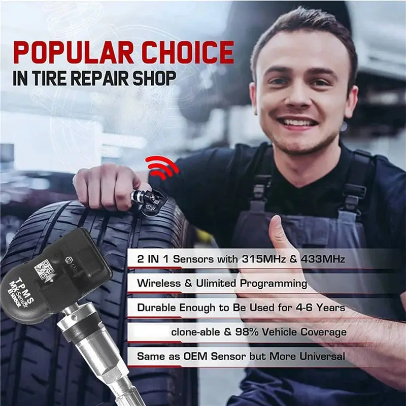Steady 4Pcs Programmable MX Sensor 315MHZ+433Mhz Universal 2 In 1 Tire Pressure Monitoring System TPMS Tool-Program For AUTEL - view 2