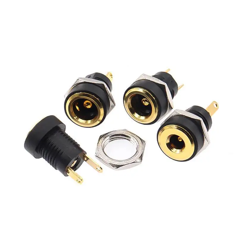 5 Stück vergoldete Vollkupfer-DC-022B-DC-Stromversorgungs-Buchsenstecker 5A Stecker 5,5*2,1/2,5 mm Rundloch 3,5-1,35 – Detail 4
