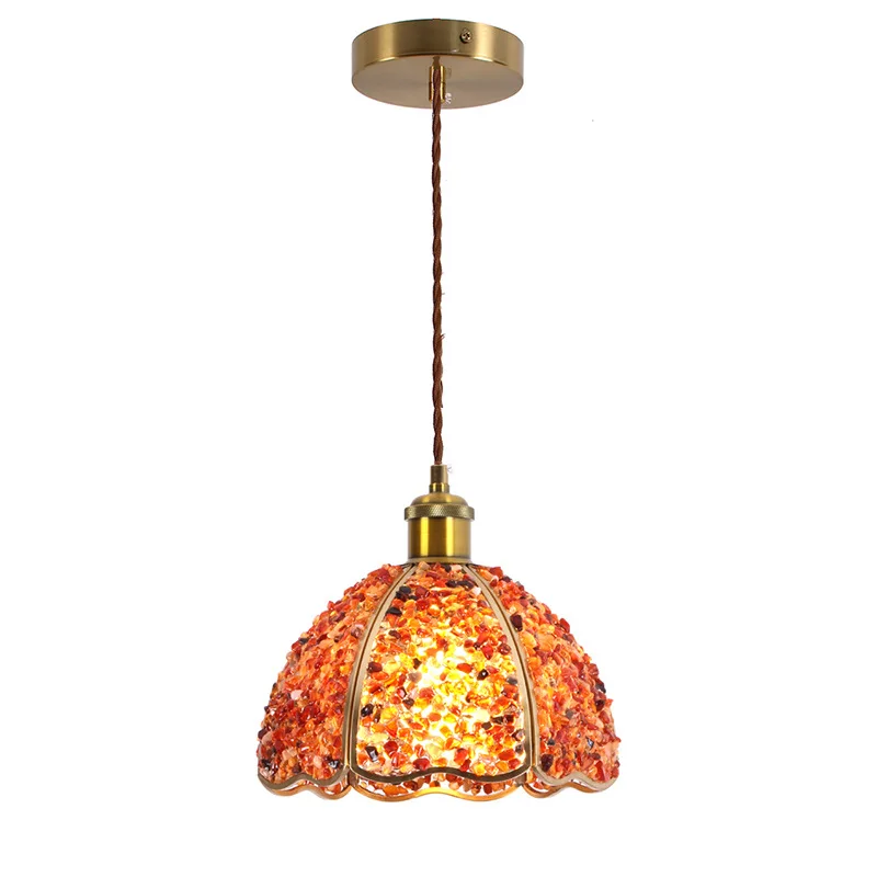 

Modern light luxury bar entrance all copper lamp